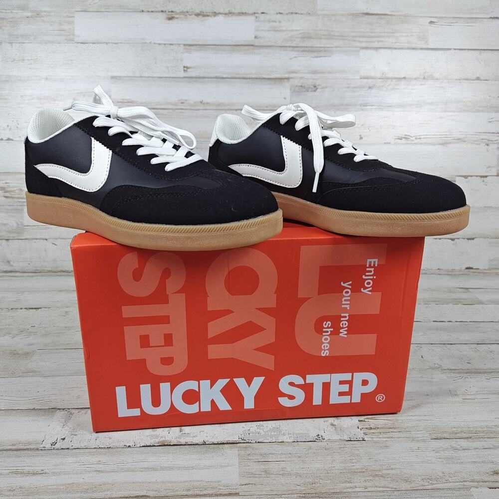 LUCKY STEP Wmns Sz10 Retro Fashion Blk Sneakers Casual NonSlip Comfort Shoes NIB